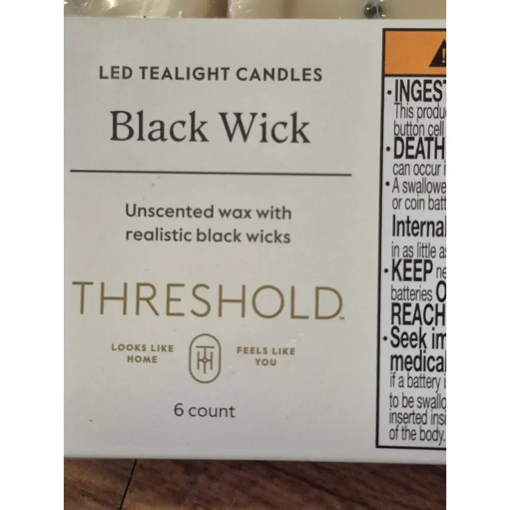 Threshold Black Wick LED Votive Candles 12 Unscented Flameless Battery Beige s1